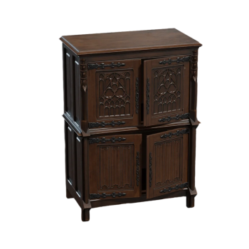 哥特式橱柜3D模型复古木柜实木书柜AR