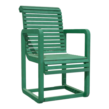 绿色实木扶手靠背椅庭院户外休闲椅