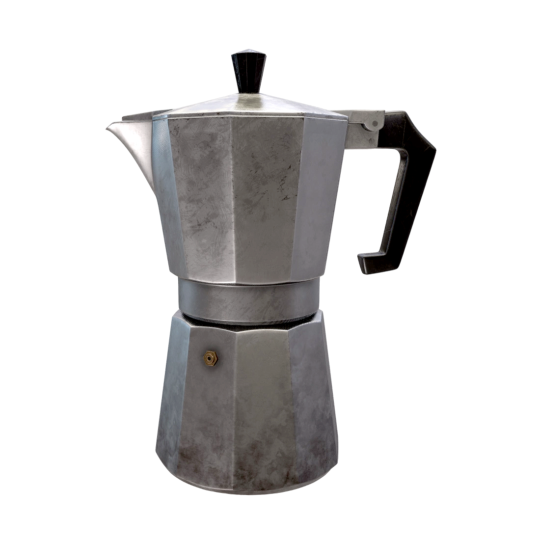 摩卡壶（Moka Pot，意式浓缩咖啡壶） | 咖啡壶,煮咖啡壶,摩卡壶,意式咖啡壶,MokaPot,八角壶,铝制壶,3D模型,3D打印,3D素材,obj,glTF,fbx,dae,stl,3ds,glb,usdz,3dmax,blender模型,VisionPro,3D建模,3D扫描,3d打印模型