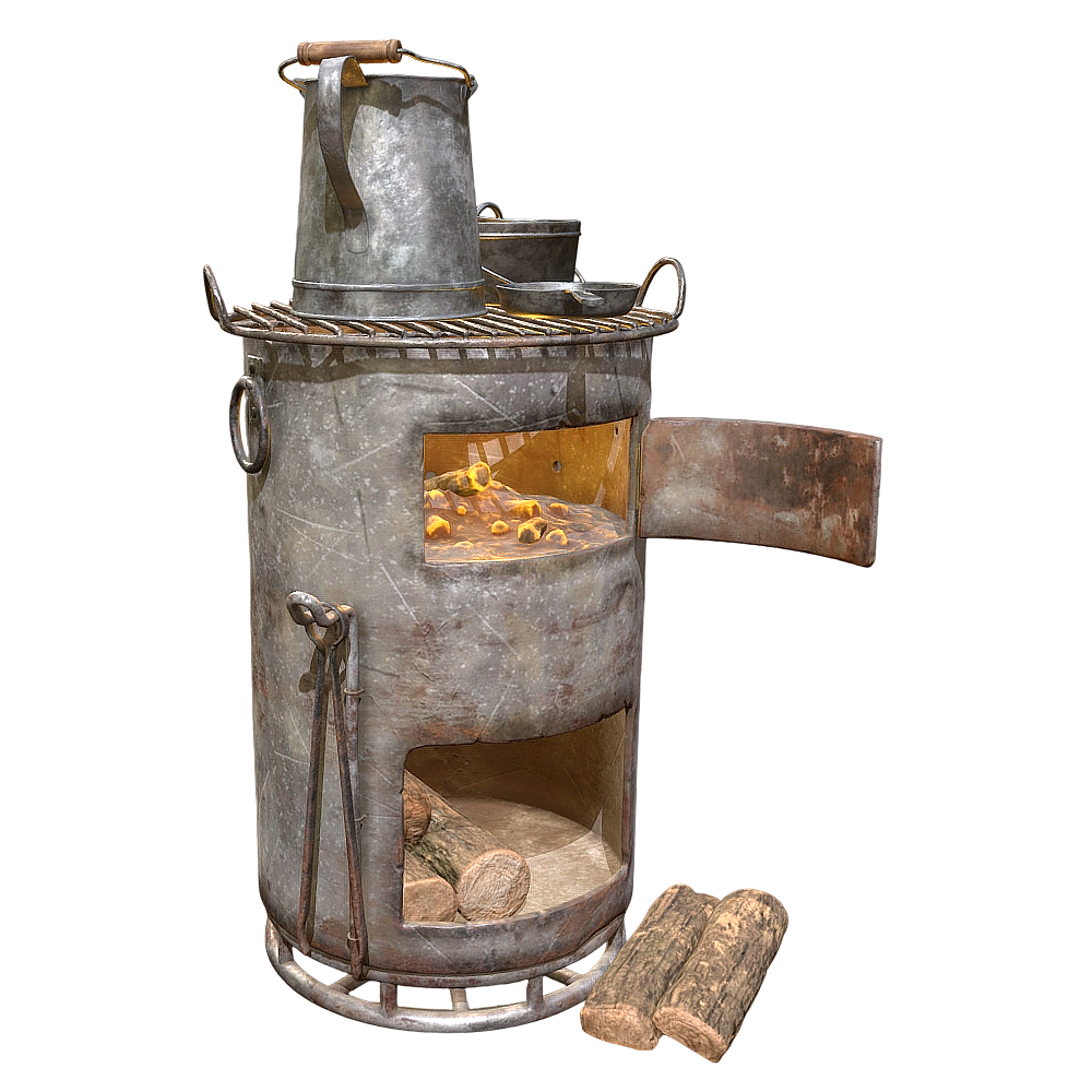 桶式柴火炉 | 烧烤,烤炉,柴火炉,炉子,火炉,桶式柴火炉,烧柴炉,烤火,户外炉子,柴火炉3D模型,3D模型,3D打印,3D素材,obj,glTF,fbx,dae,stl,3ds,glb,usdz,3dmax,blender模型,VisionPro,3D建模,3D扫描,3d打印模型