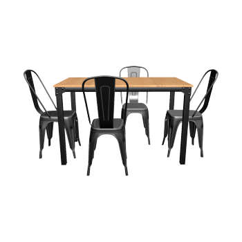 美式铁艺餐桌椅组合