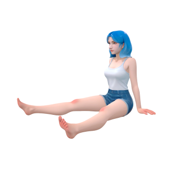 3D渲染的动漫风格少女手办