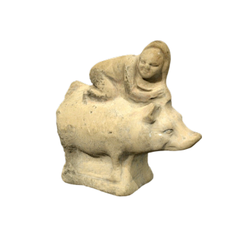 古希腊陶土雕塑“骑猪儿童”