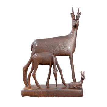 木雕：羚羊一家