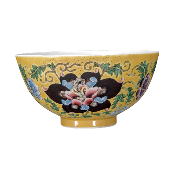 珐琅彩黄地花卉纹碗（清朝康熙时期）