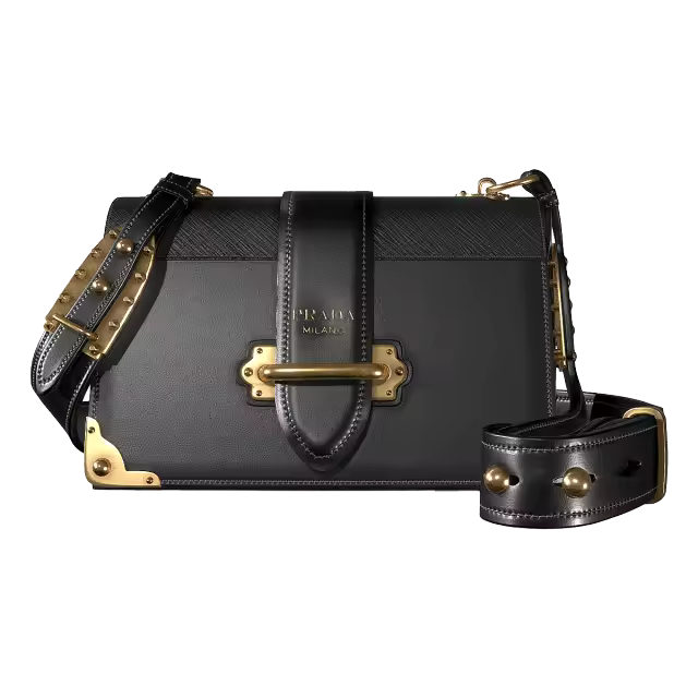 PRADA Cashier 普拉达黑色皮革单肩包手提到模型预览图