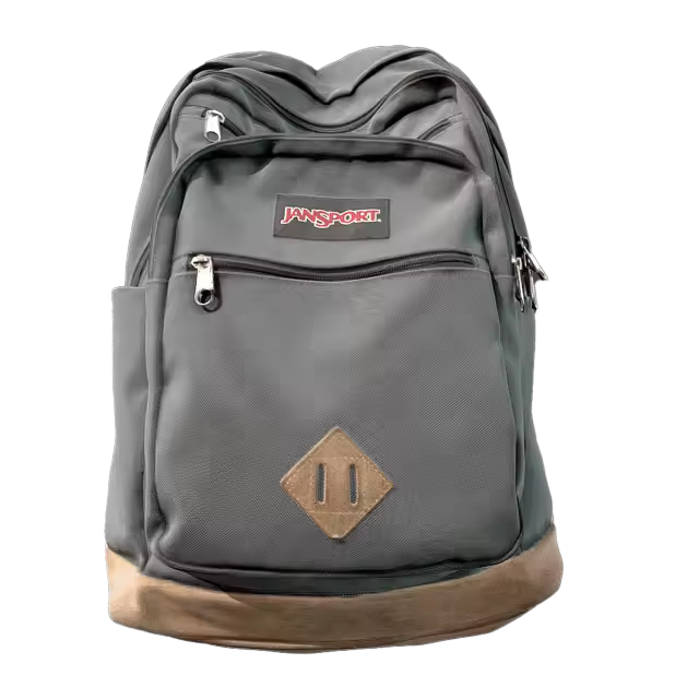 JanSport 杰斯伯 皮革拼接户外双肩包 灰色模型预览图