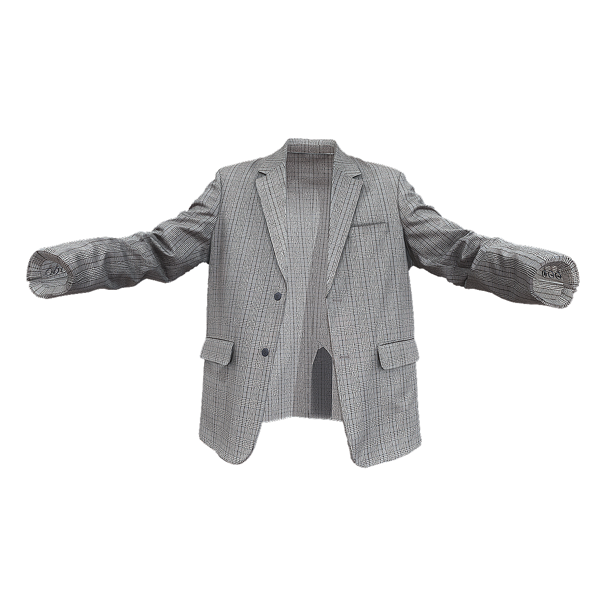 复古通勤休闲格纹西装外套 灰色 | 复古,休闲,外套,通勤,上衣,西装,格子西装,阔身西装,平驳领,职场,3D模型,3D打印,3D素材,obj,glTF,fbx,dae,stl,3ds,glb,usdz,3dmax,blender模型,VisionPro,3D建模,3D扫描,3d打印模型