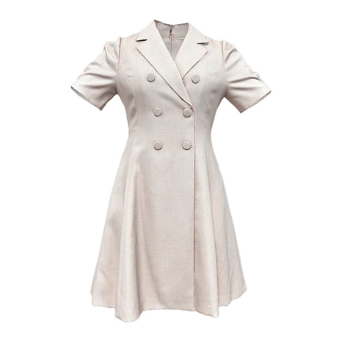 气质甜美中长款修身V领西装裙通勤连衣裙 米色 | 连衣裙,通勤,修身,职场,中长款连衣裙,收腰连衣裙,西装裙,V领,双排扣,短袖,3D模型,3D打印,3D素材,obj,glTF,fbx,dae,stl,3ds,glb,usdz,3dmax,blender模型,VisionPro,3D建模,3D扫描,3d打印模型