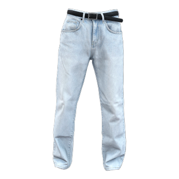 百搭通勤宽松中腰直筒水洗牛仔裤 浅蓝色