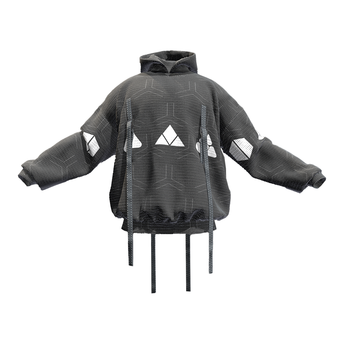 小众废土风宽松华夫格套头连帽卫衣 碳黑色 | 长袖,宽松,上衣,小众,废土风,套头卫衣,连帽卫衣,卫衣,华夫格卫衣,嘻哈,3D模型,3D打印,3D素材,obj,glTF,fbx,dae,stl,3ds,glb,usdz,3dmax,blender模型,VisionPro,3D建模,3D扫描,3d打印模型
