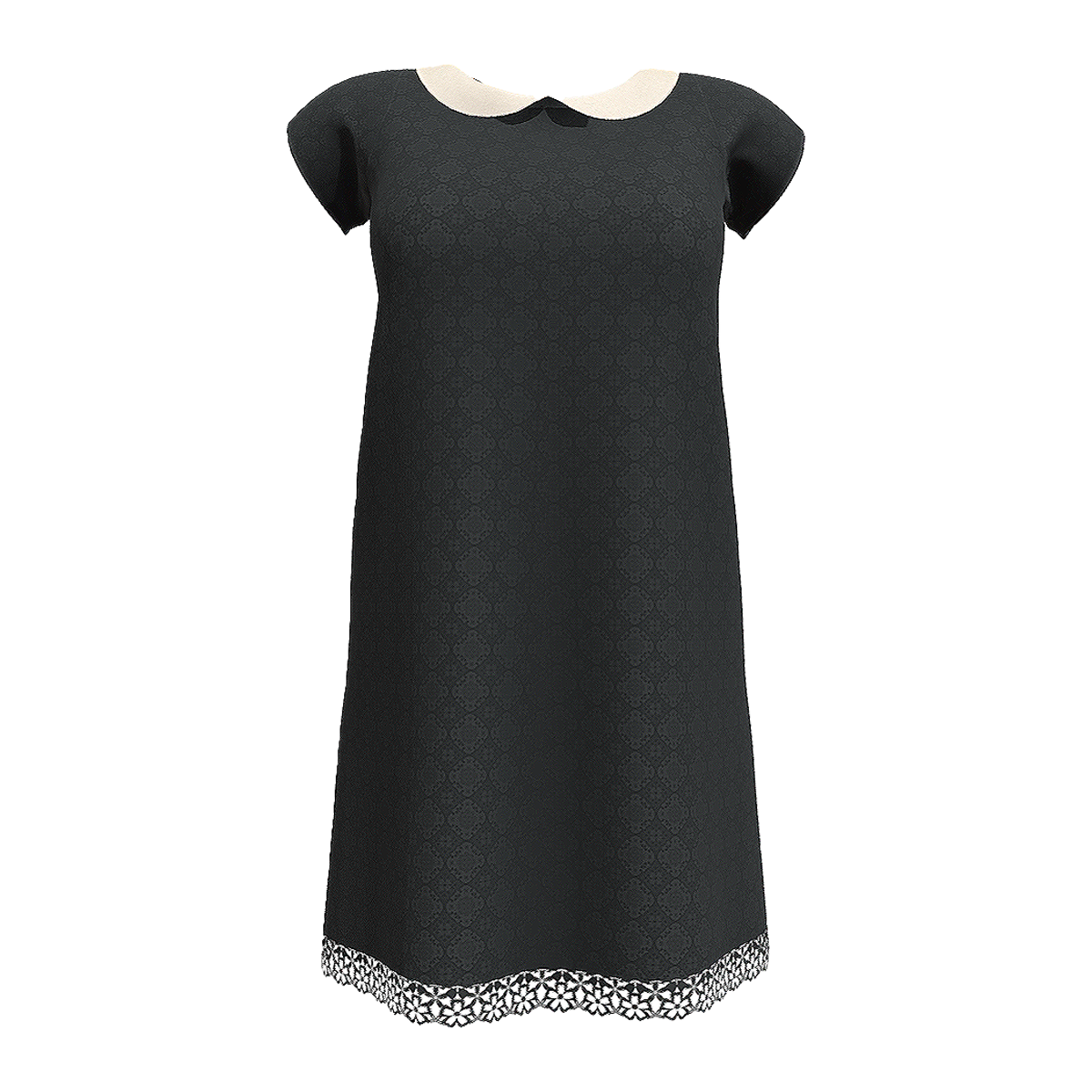 法式镂空蕾丝娃娃领连衣裙 黑色 | 连衣裙,A字裙,显瘦,宽松,甜美风,小香风,娃娃领连衣裙,法式连衣裙,小黑裙,直筒连衣裙,3D模型,3D打印,3D素材,obj,glTF,fbx,dae,stl,3ds,glb,usdz,3dmax,blender模型,VisionPro,3D建模,3D扫描,3d打印模型