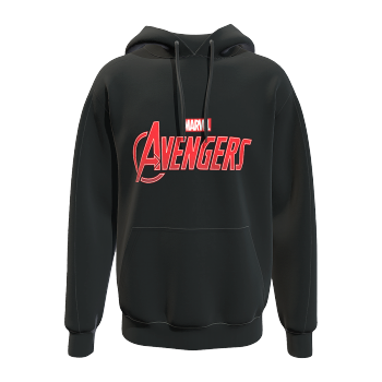 休闲宽松字母印花黑色连帽套头卫衣 