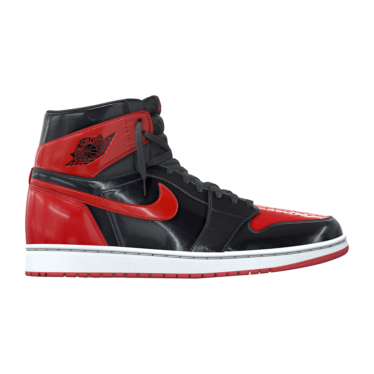 Air Jordan 1 AJ1 Patent Bred 复古漆皮高帮篮球鞋 | 休闲鞋,板鞋,高帮,AJ1,篮球鞋,AJ,Jordan,漆皮,Air-Jordan,AJ1-Patent-Bred,3D模型,3D打印,3D素材,obj,glTF,fbx,dae,stl,3ds,glb,usdz,3dmax,blender模型,VisionPro,3D建模,3D扫描,3d打印模型