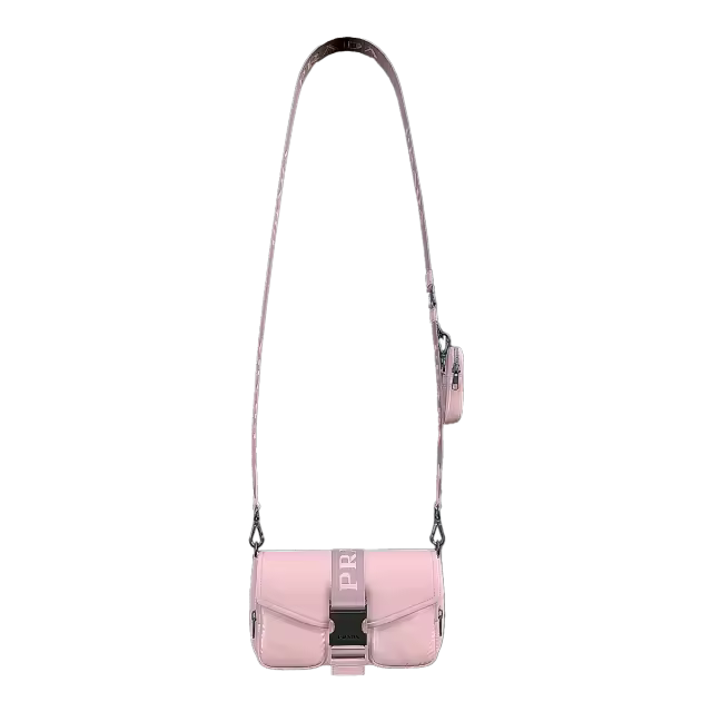 PRADA 普拉达 锁扣翻盖手提斜挎包 粉色模型预览图