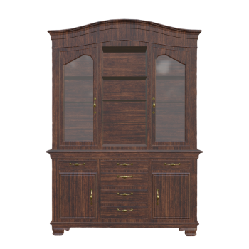 北欧古典实木单开门抽屉玻璃展示柜-客厅储物柜