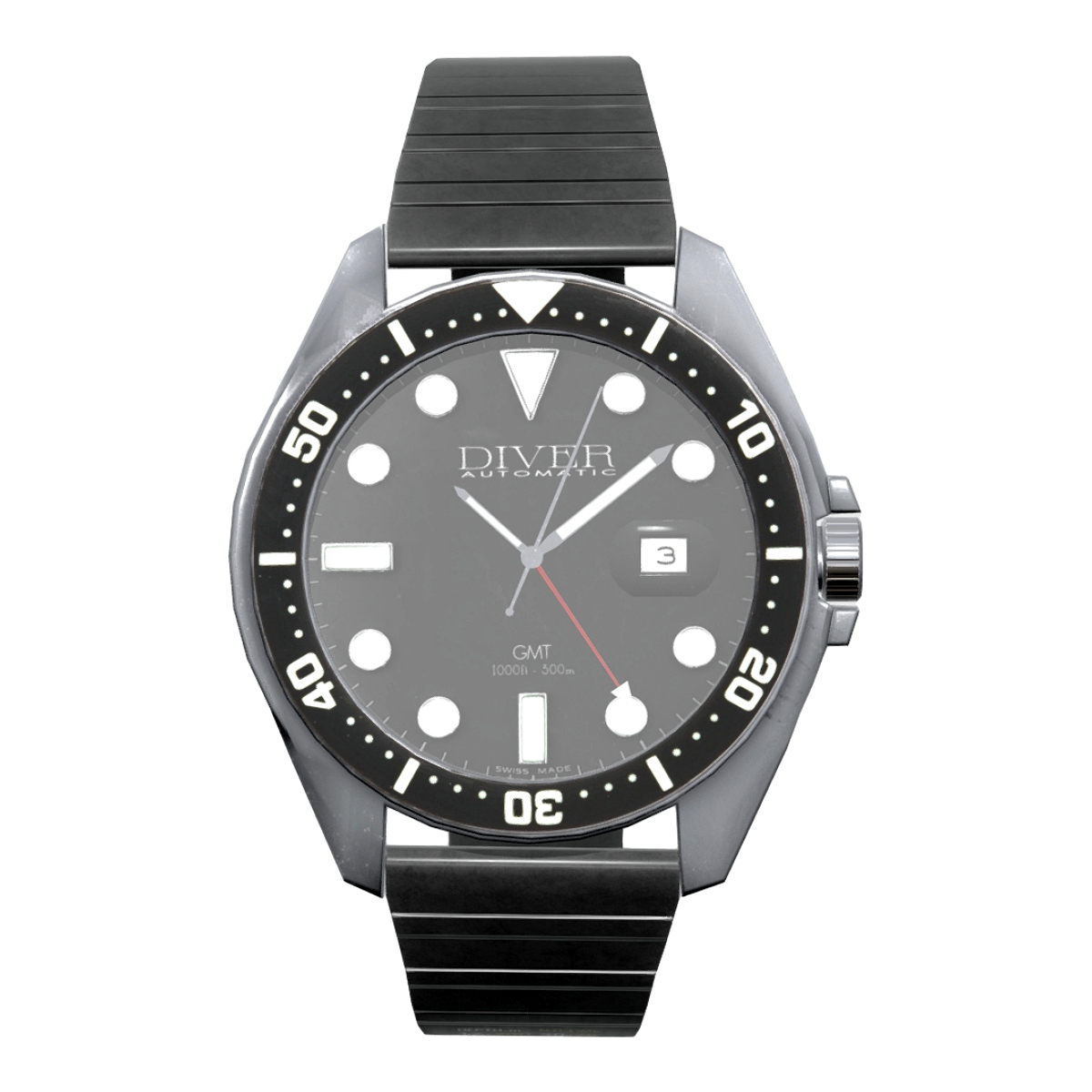 Dive Watch潜水手表 | 手表3D模型,防水,指针手表,DiveWatch,潜水手表,潜水腕表,计时功能,抗压,钛合金表壳,潜水装备,3D模型,3D打印,3D素材,obj,glTF,fbx,dae,stl,3ds,glb,usdz,3dmax,blender模型,VisionPro,3D建模,3D扫描,3d打印模型