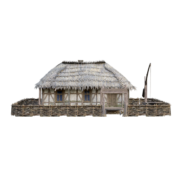 复古老式稻草房-水井矮房