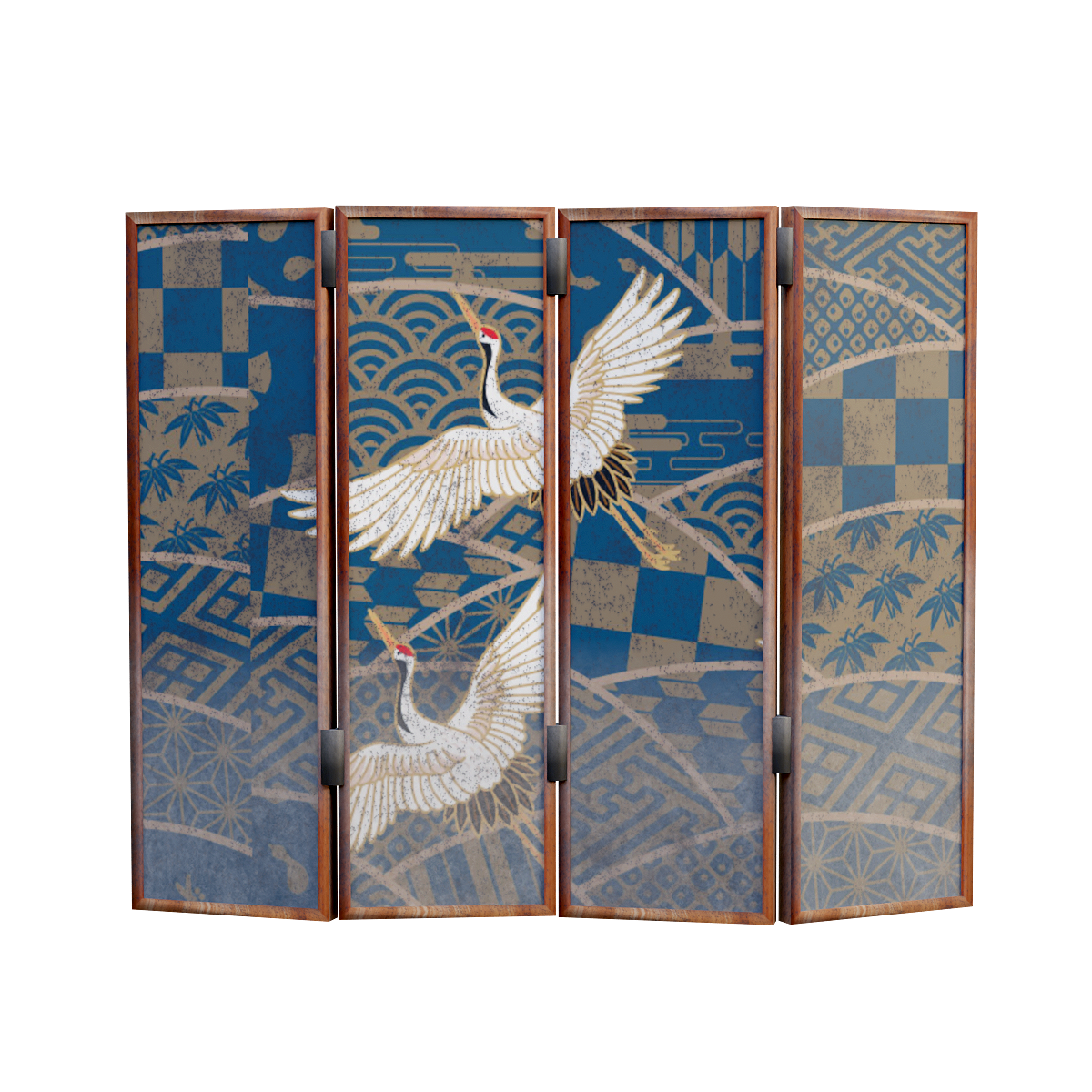 日本屏风-丹顶鹤 | 艺术品,屏风3D模型,日本文化,折叠屏风,日本屏风,起源于中国,丹顶鹤,屏风画,日本传统艺术,日本风格,3D模型,3D打印,3D素材,obj,glTF,fbx,dae,stl,3ds,glb,usdz,3dmax,blender模型,VisionPro,3D建模,3D扫描,3d打印模型