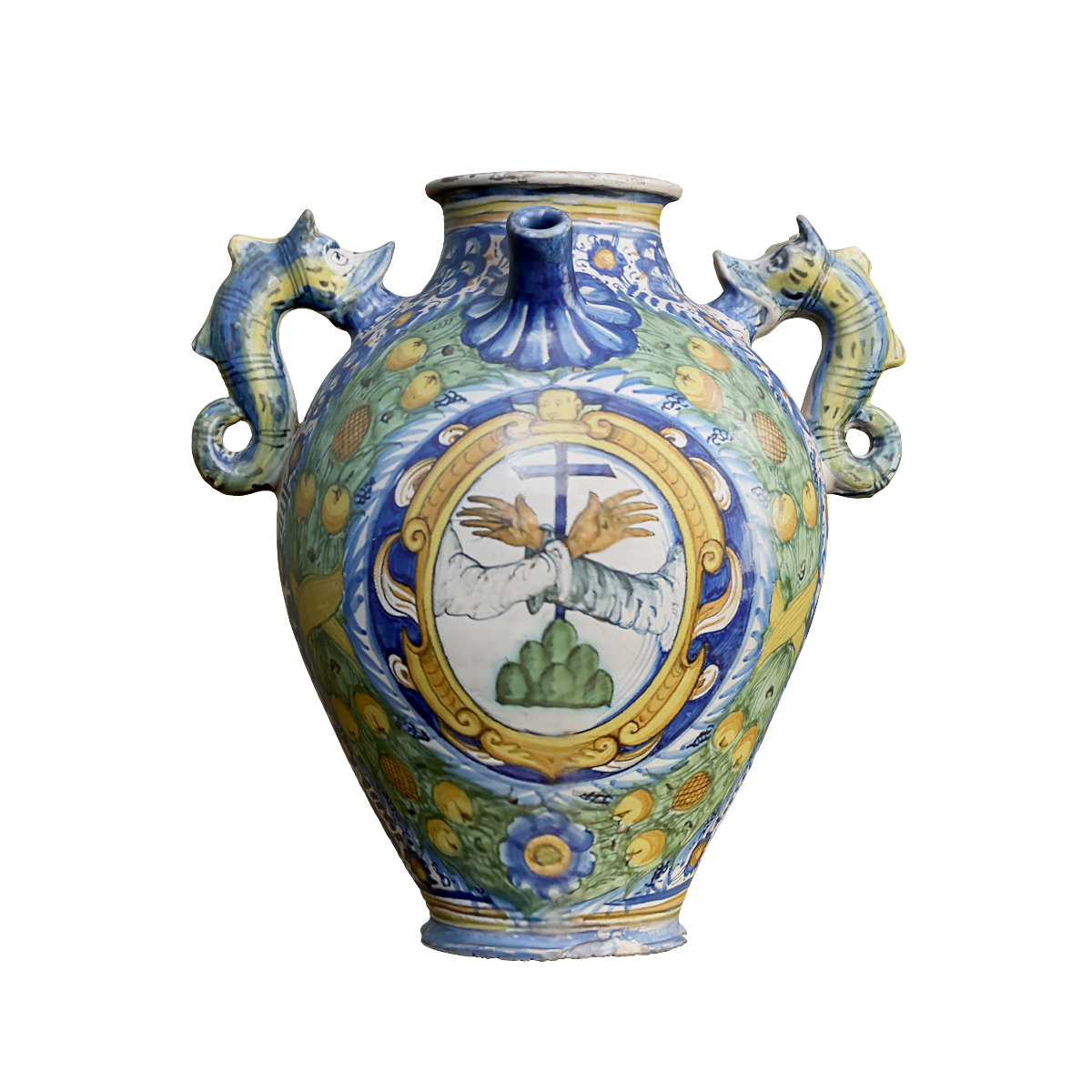 马约利卡药罐-利默里克的亨特博物馆 | 意大利,陶瓷制品,16世纪,意大利文艺复兴时期,陶瓷容器3D模型,利默里克的亨特博物馆,药罐,马约利卡药罐,马约利卡材料制成,圣方济各会（方济各会）徽章,3D模型,3D打印,3D素材,obj,glTF,fbx,dae,stl,3ds,glb,usdz,3dmax,blender模型,VisionPro,3D建模,3D扫描,3d打印模型