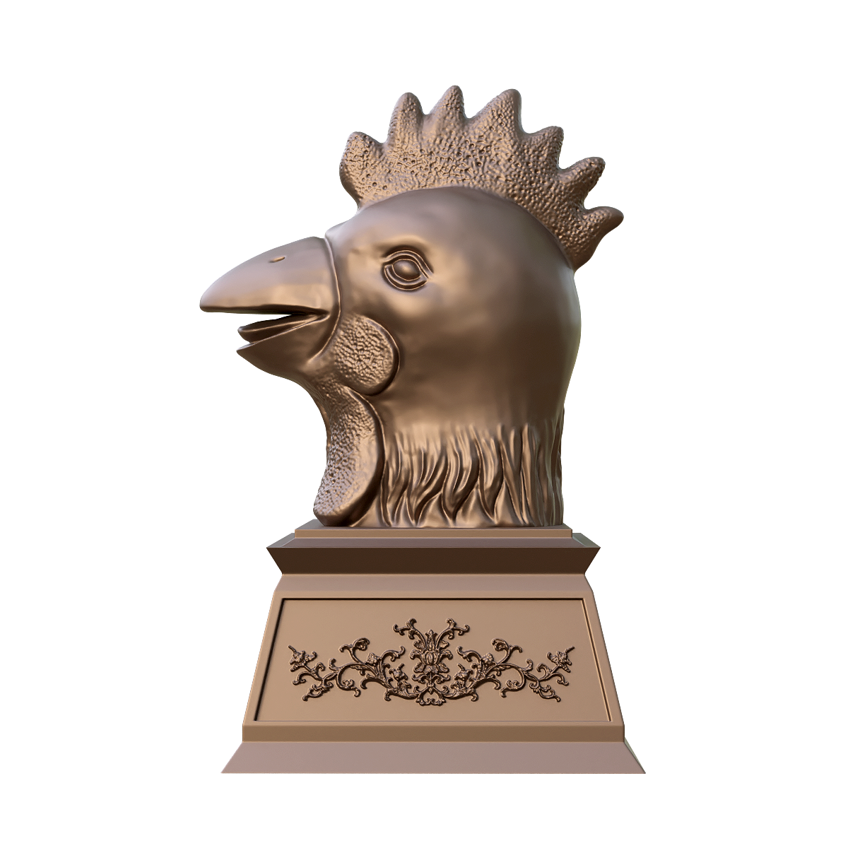 圆明园十二生肖兽首铜像-鸡首 | 十二生肖第十,圆明园十二生肖兽首铜像,十二生肖兽首3D打印,铜像3D模型,中国文化历史,北京圆明园,至今下落不明,海外流失文物,酉时（17时至19时）,鸡首,3D模型,3D打印,3D素材,obj,glTF,fbx,dae,stl,3ds,glb,usdz,3dmax,blender模型,VisionPro,3D建模,3D扫描,3d打印模型