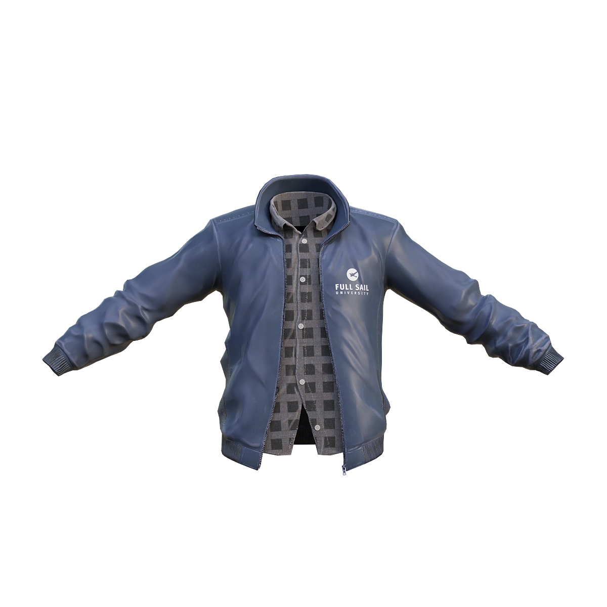 FullSail大学的飞行员夹克 | 时尚,深蓝色,夹克,服装3D模型,外套,飞行员夹克,衣物,FullSail大学飞行员夹克,FullSail大学,3D模型,3D打印,3D素材,obj,glTF,fbx,dae,stl,3ds,glb,usdz,3dmax,blender模型,VisionPro,3D建模,3D扫描,3d打印模型