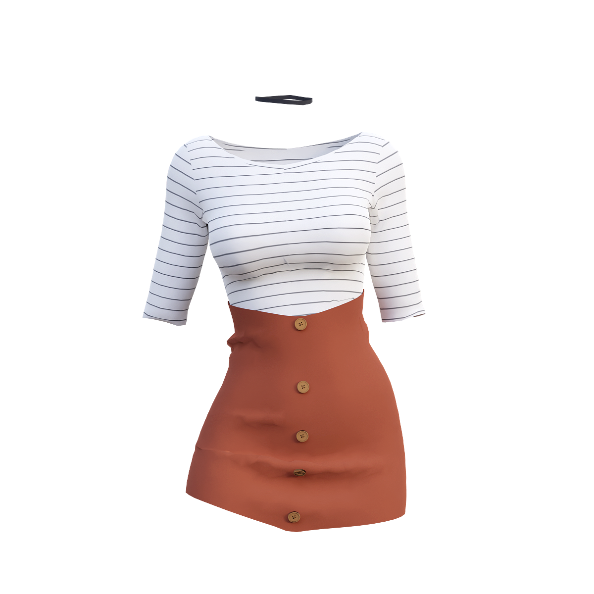 女士包臀裙休闲服装 | 服装3D模型,修身,短裙,包臀裙,收腰,贴身,夏季服装,休闲装,女士服装,中袖衫,3D模型,3D打印,3D素材,obj,glTF,fbx,dae,stl,3ds,glb,usdz,3dmax,blender模型,VisionPro,3D建模,3D扫描,3d打印模型