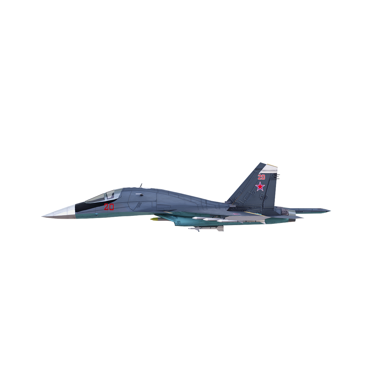 俄罗斯Su-34"Fullback"战斗机/轰炸机（黑色） | 军事载具,俄罗斯战斗机,飞行载具,战斗机3D模型,俄罗斯轰炸机,Su-34
