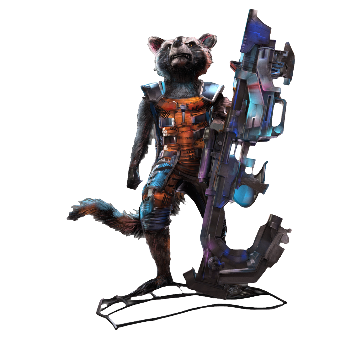 游戏《漫威银河护卫队》中的角色：火箭浣熊 | 游戏角色,游戏人物,火箭,浣熊,游戏角色3D模型,火箭浣熊,漫威银河护卫队,电影人物,银河护卫队,Rocket,3D模型,3D打印,3D素材,obj,glTF,fbx,dae,stl,3ds,glb,usdz,3dmax,blender模型,VisionPro,3D建模,3D扫描,3d打印模型