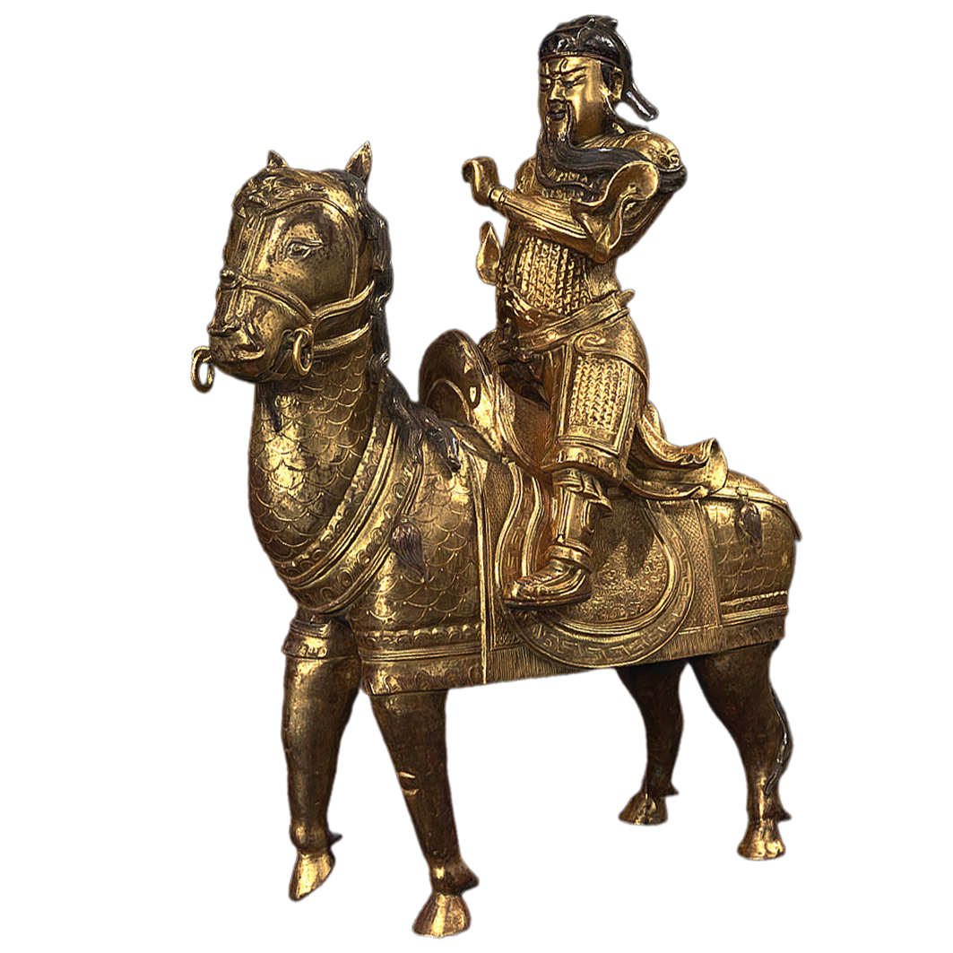 清朝镀金关羽青铜骑像 | 雕像,雕像3D模型,关羽,关公,清朝文物,中国文物,三国时期,黄铜像,关羽骑像,清朝镀金关羽青铜骑像,3D模型,3D打印,3D素材,obj,glTF,fbx,dae,stl,3ds,glb,usdz,3dmax,blender模型,VisionPro,3D建模,3D扫描,3d打印模型