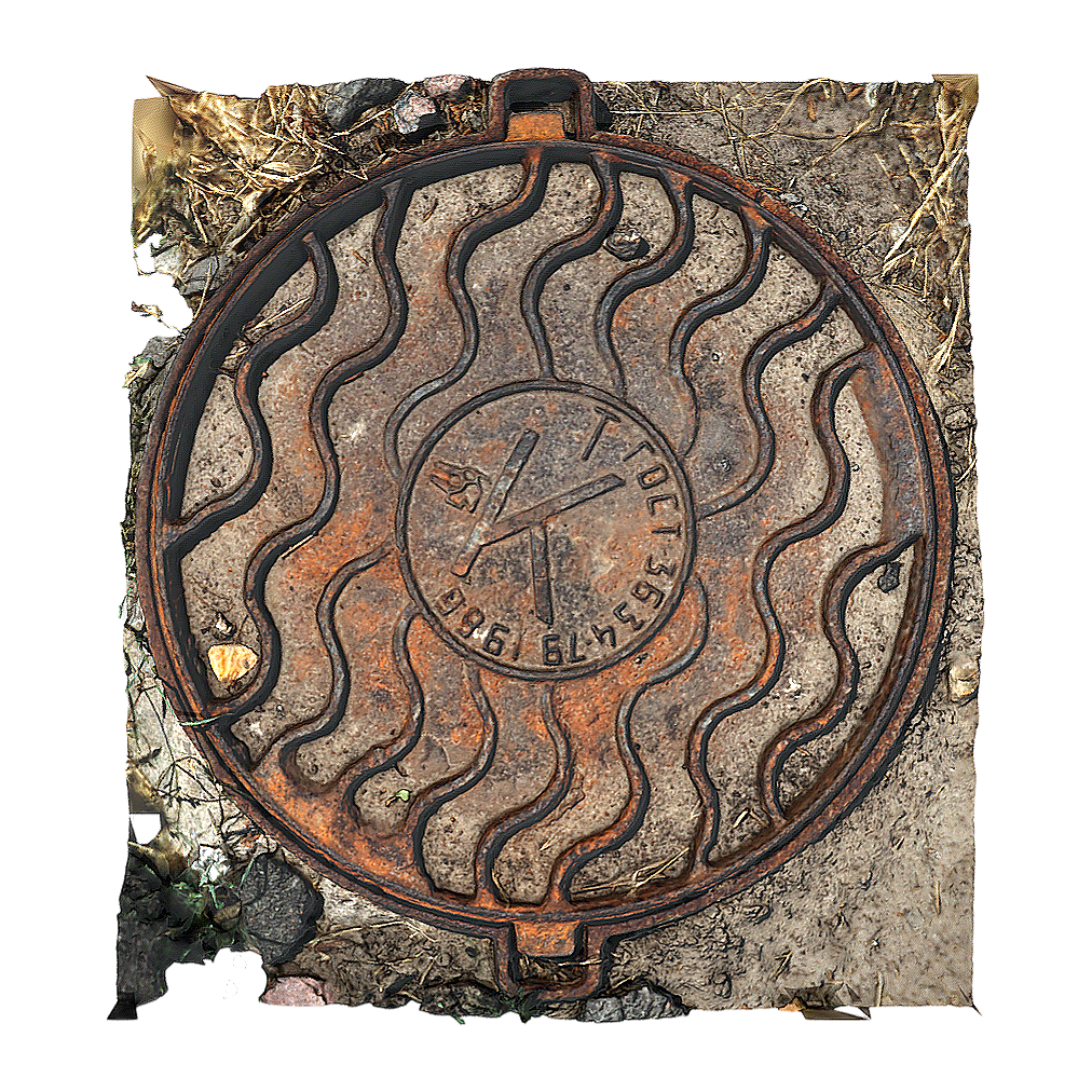 陈旧的井盖 | 场景,场景部件,井盖3D模型,井盖,街头场景,金属井盖,下水道,街头圆井盖,圆井盖,老旧井盖,3D模型,3D打印,3D素材,obj,glTF,fbx,dae,stl,3ds,glb,usdz,3dmax,blender模型,VisionPro,3D建模,3D扫描,3d打印模型