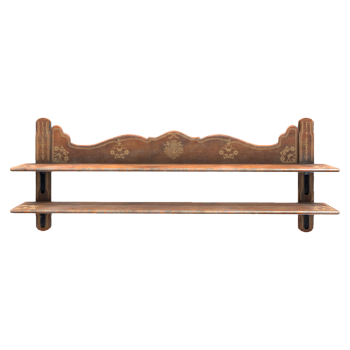 经典风红木雕花双层置物架