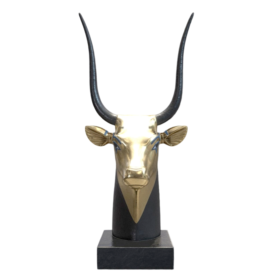哈索尔牛首像（可3D打印） | 雕塑,雕像,3D打印,雕塑3D模型,古埃及文物,哈索尔牛首像,牛首像,欢乐之神哈索尔,3D模型,3D打印,3D素材,obj,glTF,fbx,dae,stl,3ds,glb,usdz,3dmax,blender模型,VisionPro,3D建模,3D扫描,3d打印模型