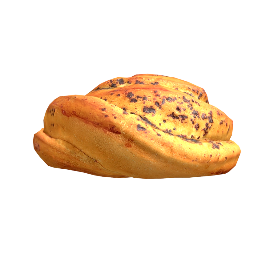 罂粟籽面包 | 3D,轻量化,资产,食品模型,4k,高清贴图,烘焙食品建模,写实面包素材,游戏食品道具,面包质感,3D模型,3D打印,3D素材,obj,glTF,fbx,dae,stl,3ds,glb,usdz,3dmax,blender模型,VisionPro,3D建模,3D扫描,3d打印模型