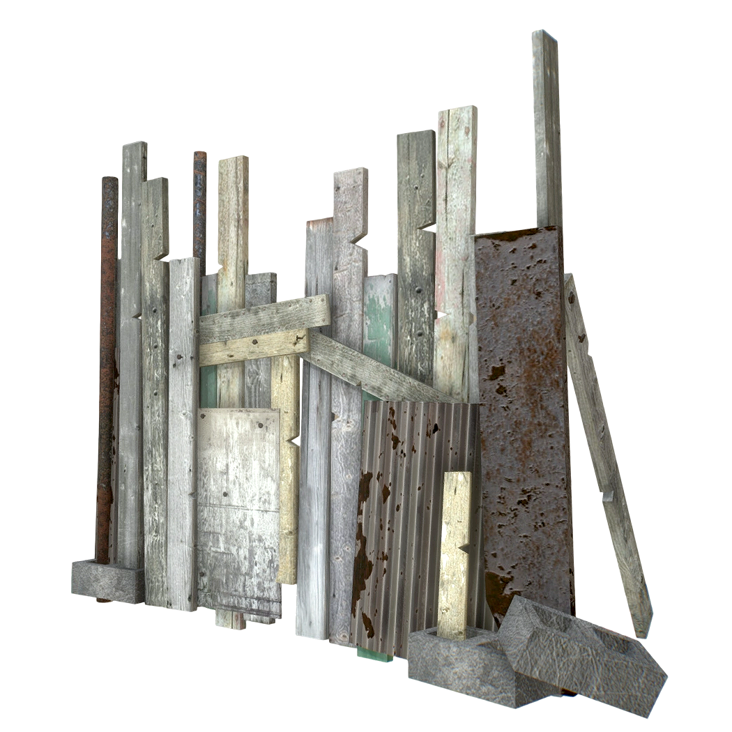 用废弃材料搭建的破旧围墙 | 栅栏,围墙,围栏,场景素材,墙壁,破旧的围墙,隔板,3D模型,3D打印,3D素材,obj,glTF,fbx,dae,stl,3ds,glb,usdz,3dmax,blender模型,VisionPro,3D建模,3D扫描,3d打印模型