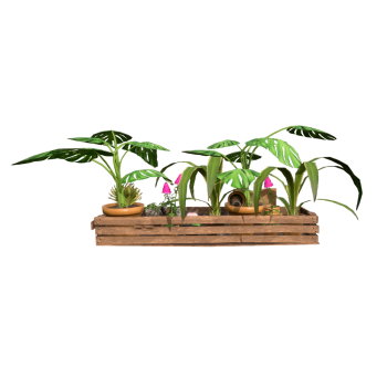 木制花箱人造植物摆设