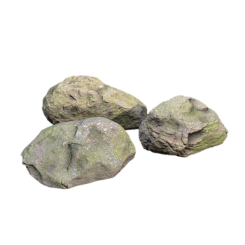 三块路边长苔藓的石头3D模型