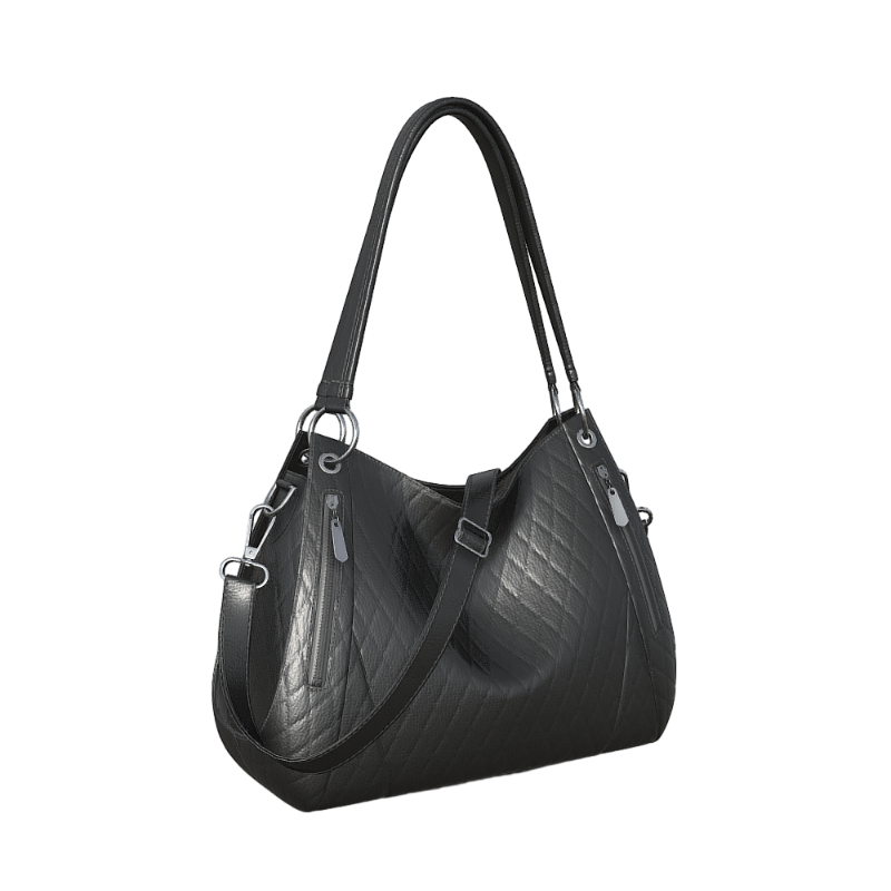 一款黑色皮革女士皮包3D模型 | 皮包,挎包,女士,随身,携带,私人用品,旅行,出行,手提包,女包,3D模型,3D打印,3D素材,obj,glTF,fbx,dae,stl,3ds,glb,usdz,3dmax,blender模型,VisionPro,3D建模,3D扫描,3d打印模型