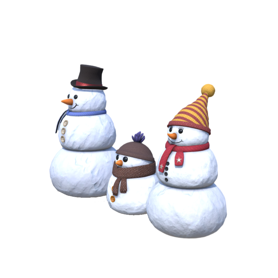 冬季场景装饰y雪人的一家3D模型 | 装饰,场景道具,雪人,冬季,人偶,雪人3D模型,圣诞节雪人,Snowman,小雪人,3D模型,3D打印,3D素材,obj,glTF,fbx,dae,stl,3ds,glb,usdz,3dmax,blender模型,VisionPro,3D建模,3D扫描,3d打印模型