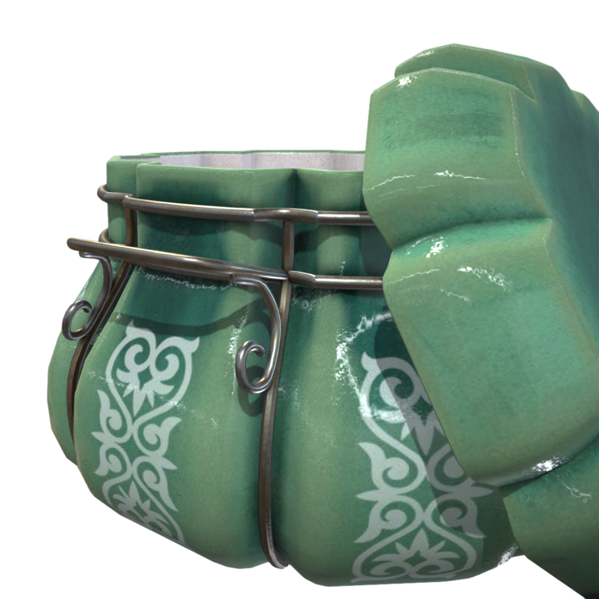 绿色瓷器罐子3D模型 | 陶罐,古董,器皿,陶器,装饰品,罐子,瓷器,陈设,景德镇,3D模型,3D打印,3D素材,obj,glTF,fbx,dae,stl,3ds,glb,usdz,3dmax,blender模型,VisionPro,3D建模,3D扫描,3d打印模型