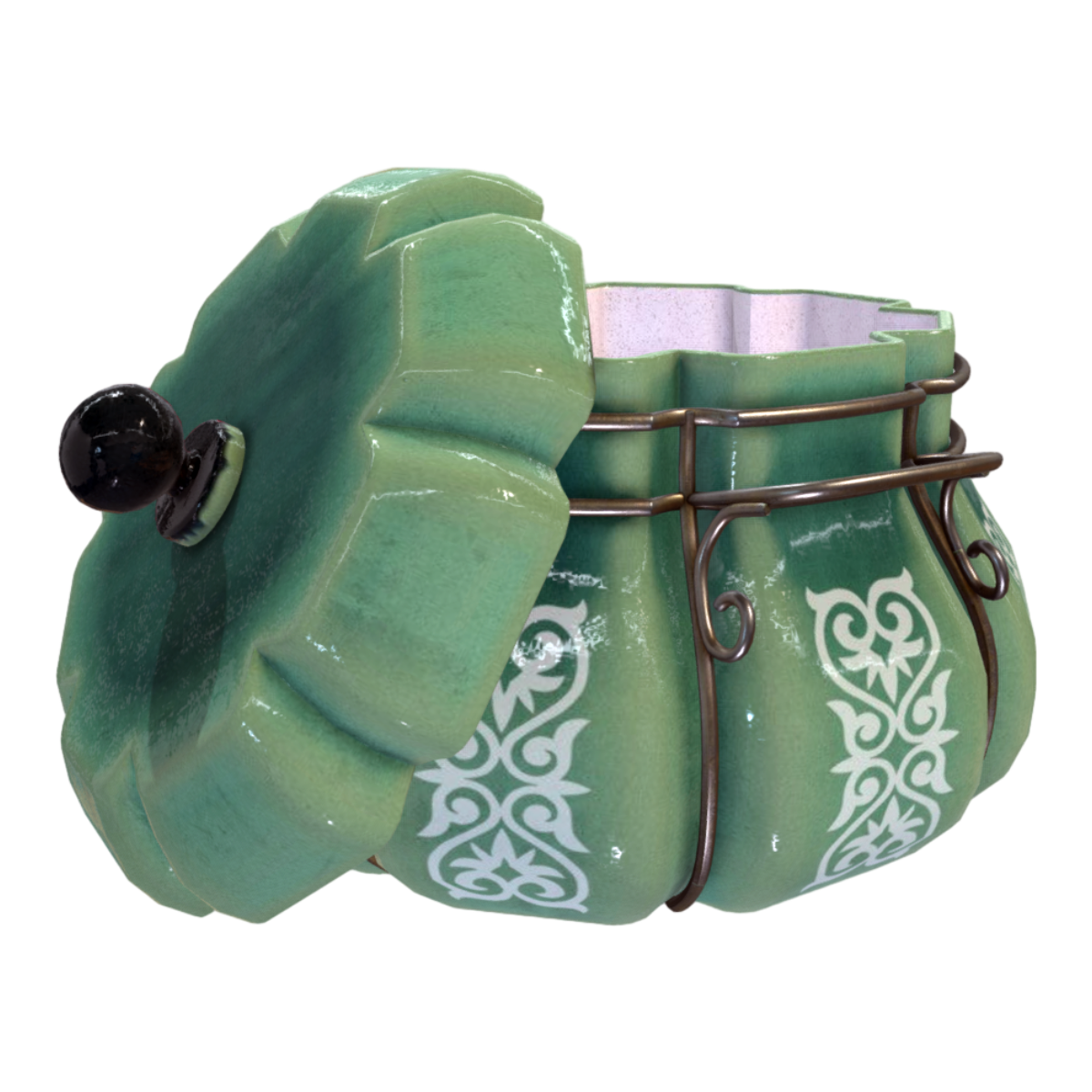 绿色瓷器罐子3D模型 | 陶罐,古董,器皿,陶器,装饰品,罐子,瓷器,陈设,景德镇,3D模型,3D打印,3D素材,obj,glTF,fbx,dae,stl,3ds,glb,usdz,3dmax,blender模型,VisionPro,3D建模,3D扫描,3d打印模型