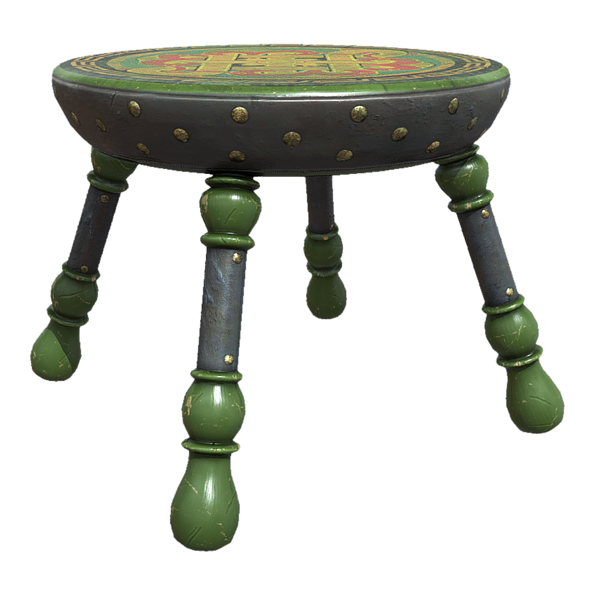 欧式奢华彩绘小椅法式绿色别墅实木圆椅 | 欧式,凳子,绿色,奢华,法式,小凳子,圆椅,彩绘,实木圆椅,3D模型,3D打印,3D素材,obj,glTF,fbx,dae,stl,3ds,glb,usdz,3dmax,blender模型,VisionPro,3D建模,3D扫描,3d打印模型