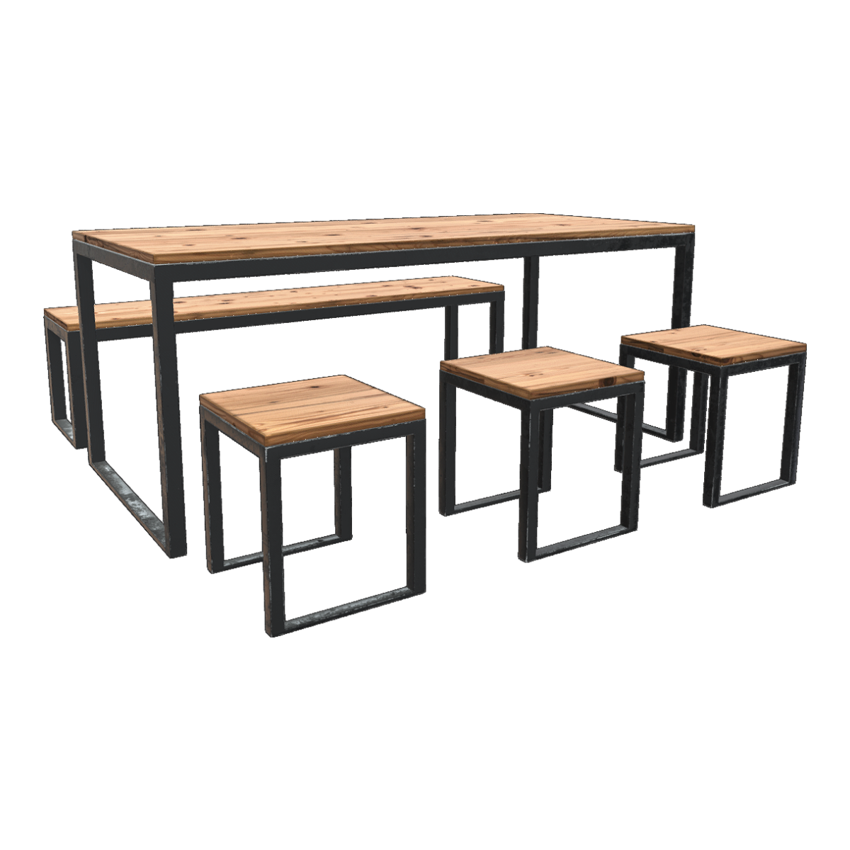 学校食堂铁艺复古长条餐桌椅组合 | 做旧,复古,黑色,极简,铁艺,铁艺桌椅组合,长条桌椅,极简桌椅,长方形桌椅,3D模型,3D打印,3D素材,obj,glTF,fbx,dae,stl,3ds,glb,usdz,3dmax,blender模型,VisionPro,3D建模,3D扫描,3d打印模型