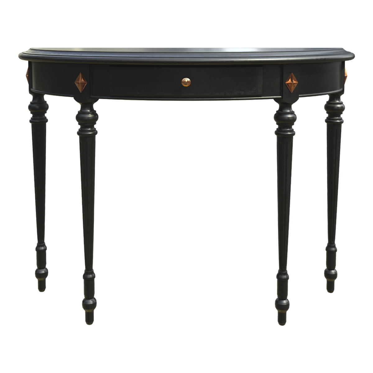 半圆边几黑色花瓶边几玄关台轻奢带抽屉 | 实木,边几,轻奢,烤漆,玄关台,靠墙桌,玄关桌,半圆边几,黑色边几,花瓶桌,3D模型,3D打印,3D素材,obj,glTF,fbx,dae,stl,3ds,glb,usdz,3dmax,blender模型,VisionPro,3D建模,3D扫描,3d打印模型