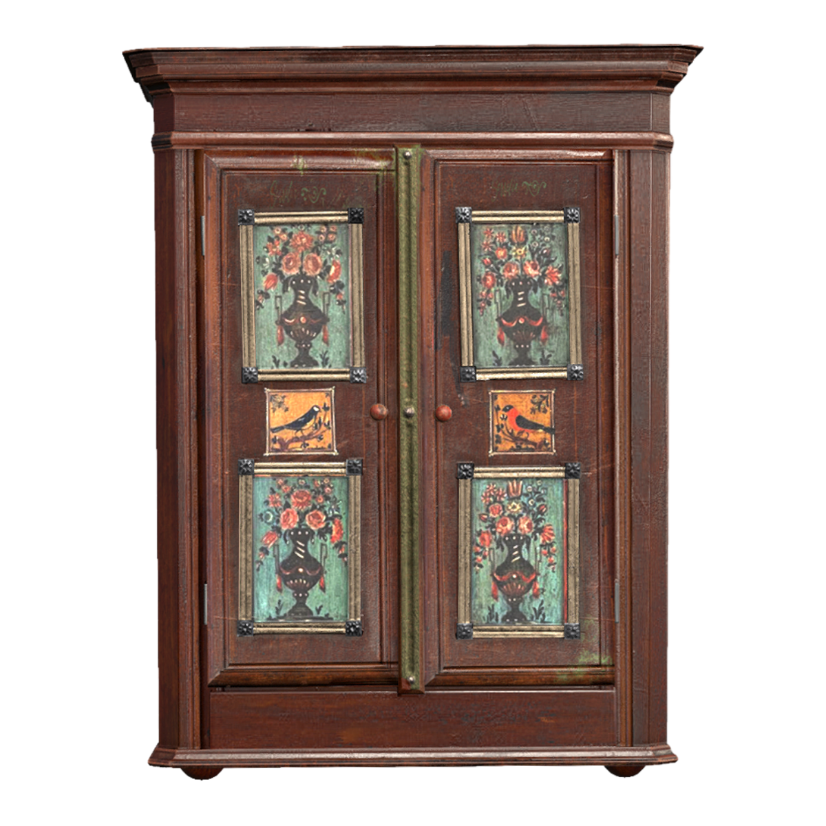 鞋柜实木入户玄关柜子对开门走廊彩绘储物柜 | 复古,储物柜,实木柜子,玄关柜,鞋柜,落地柜,彩绘,对开门,鞋橱,进门柜,3D模型,3D打印,3D素材,obj,glTF,fbx,dae,stl,3ds,glb,usdz,3dmax,blender模型,VisionPro,3D建模,3D扫描,3d打印模型