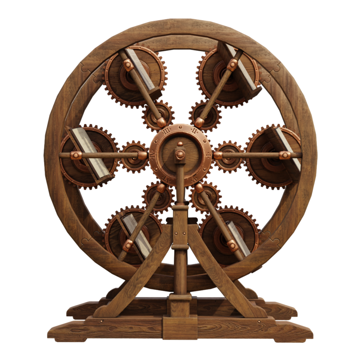 赛博朋克实木摩天轮风车水车齿轮装饰书架摆设摆件 | 书架,装饰品,赛博朋克,蒸汽朋克,齿轮,水车,风车,可转动书架,创意书架,实木创意书架,3D模型,3D打印,3D素材,obj,glTF,fbx,dae,stl,3ds,glb,usdz,3dmax,blender模型,VisionPro,3D建模,3D扫描,3d打印模型
