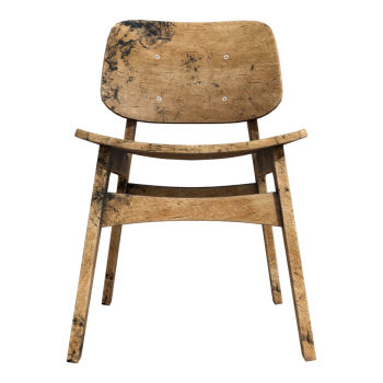 做旧脏渍实木靠背椅