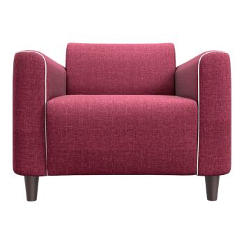 北欧简约珊瑚红色布艺单人沙发椅