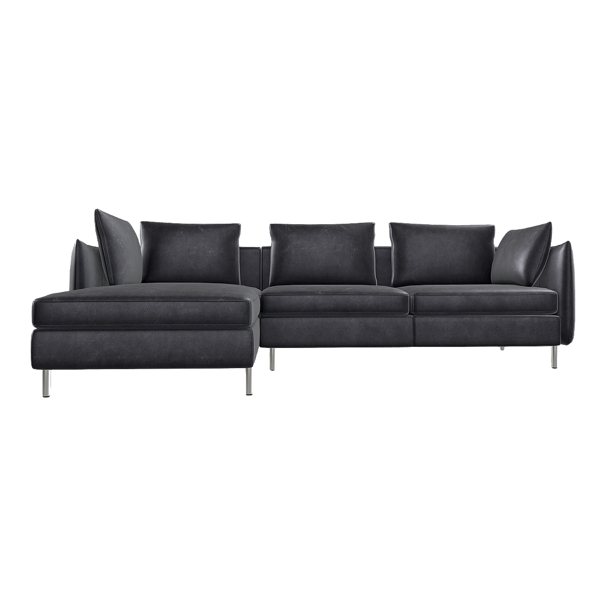 简约意式黑色真皮转角沙发多人位L型沙发 | 真皮沙发,简约,轻奢,客厅,意式,转角沙发,L型沙发,多人位沙发,矮脚沙发,3D模型,3D打印,3D素材,obj,glTF,fbx,dae,stl,3ds,glb,usdz,3dmax,blender模型,VisionPro,3D建模,3D扫描,3d打印模型
