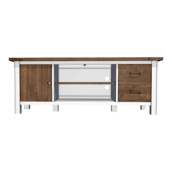 复古美式乡村双色实木落地电视柜